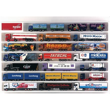 Herpa 029254 LKW Schaukasten, Vitrine für Sammler weiss, Eurolänge, 64,5cm x 45cm x 3,5cm