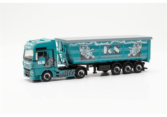 Herpa 316538 MAN TGX XXL Euro 6C Stahlrundmulden-Sattelzug "KS Containerdienst"- H0 (1:87) | Bild 1