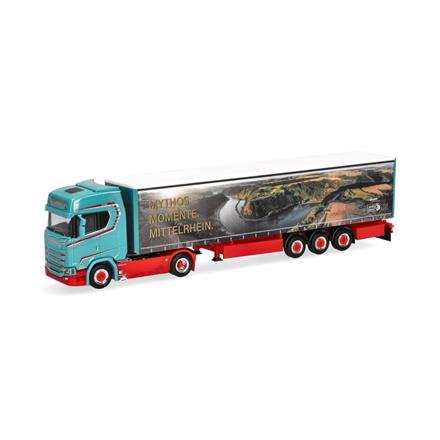 Herpa 321280 Scania CS 20 Hochdach Gardinenplanen-Sattelzug "Heuser/Faszination Loreley"