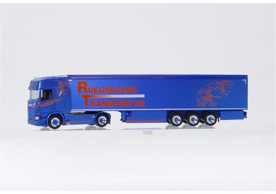 Herpa 952378 Scania CR Highline Schubboden-Sattelzug "Rüegsegger Transport AG" CH - H0 | Bild 1