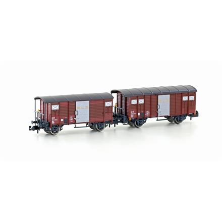 Hobbytrain H24254 BLS 2 gedeckte Güterwagen, 1x K2 und 1x K3, braun, Ep. IV - N (1:160)