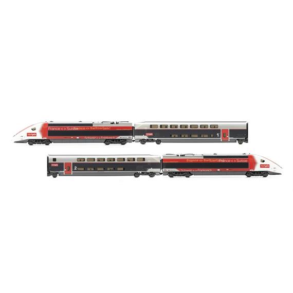 Jouef HJS2414S TGV Euroduplex Lyria 4teiliger Triebzug, DC 2L, digital DCC mit Sound - H0