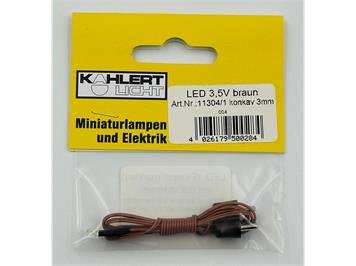 Kahlert 11304 LED, 3 mm mit braunem Kabel und Stecker 3,5V, leuchtet warm-weiss