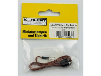 Kahlert 11305 LED, 5 mm mit braunem Kabel und Stecker 3,5V, leuchtet warm-weiss