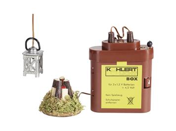 Kahlert 20102 Krippenlicht-Set mit Lagerfeuer LED, Laterne LED, Batteriebox mit Steckkappe