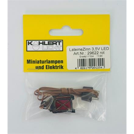 Kahlert 29622 LED-Laterne Zinn, rotes Glas, 2 cm