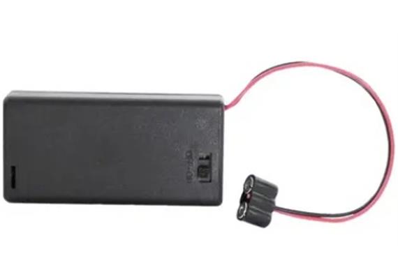 Kahlert 60893 Batteriebox schwarz mit Kabel und Schalter für 2 x 1,5V AA (ohne Batterien)