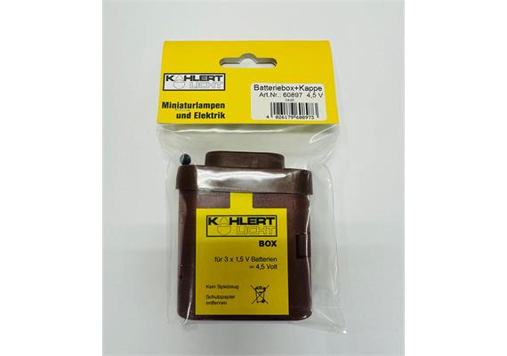 Kahlert 60897 Batteriebox mit Kappe und Schalter ohne Batterien