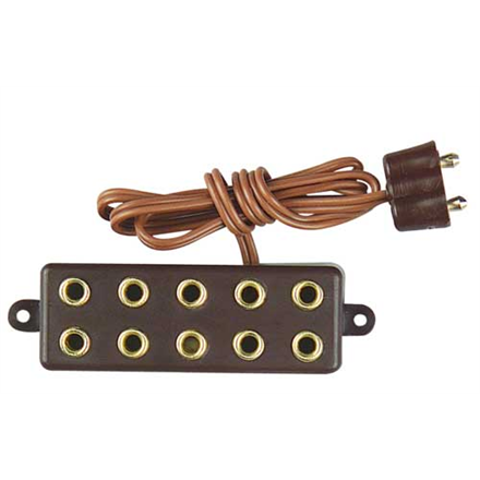 Kahlert 69460 Verteilerleiste mit Stecker für Trafo, 5 Steckplätzen, braun