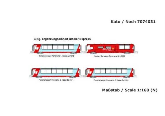 Kato 10-1146 Ergänzungsset "Glacier Express" 4teilig - N (1:160)