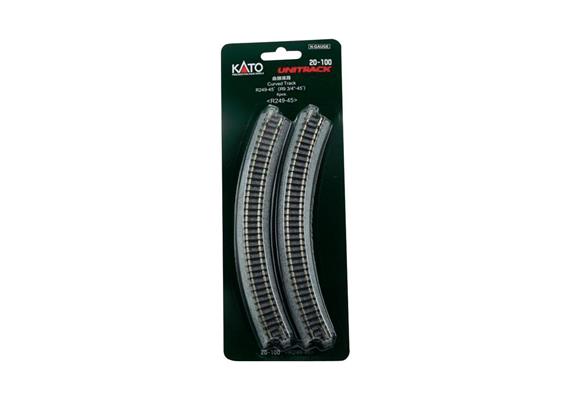 Kato 20-100 Gleis gebogen R 249-45°, 4 Stück
