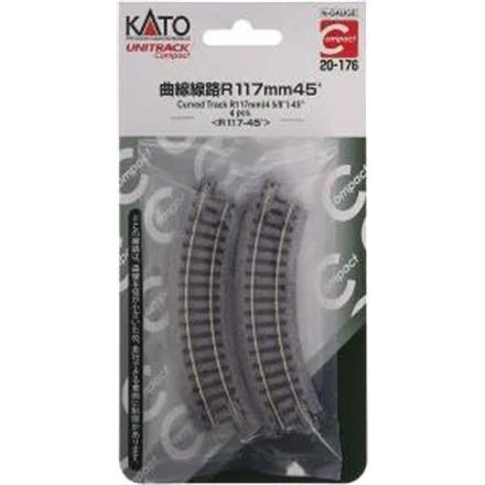 Kato 20-176 Gleis gebogen R117-45°, 4 Stück - N (1:160)