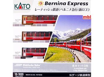 Kato 7074056 (10-1655) Bernina-Express 3-teiliges Personenwagenset, N