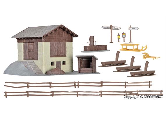 Kibri 38814 Stadel mit Zaun in Grevasalvas - H0 (1:87) | Bild 2