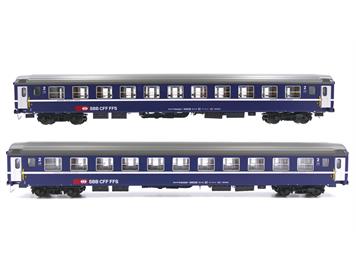 L.S. Models 47325 SBB Personenwagen Bcm blau 11 Abteile Tagesposition 2er Set HO
