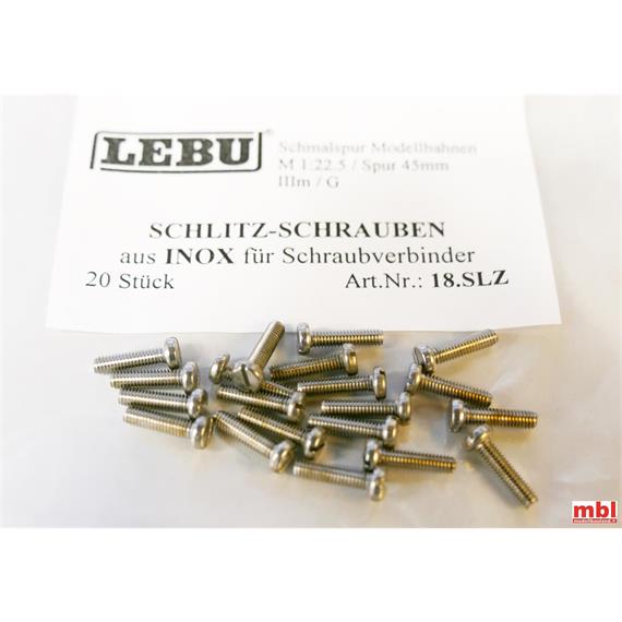 LEBU 18.SLZ Schlitz-Schrauben INOX rostfrei A2 (20 Stück)