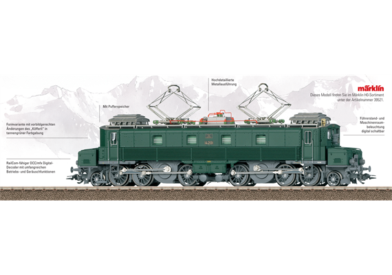 Märklin 39521 SBB Ellok Serie Ce 6/8 I "Köfferli", tannengrün, AC 3L, digital mfx+/Sound | Bild 3