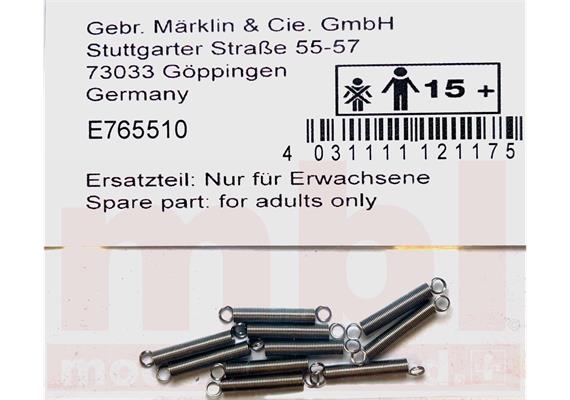 Märklin E765510 Zugfeder 2,0/15,0 mm, Inhalt 10 Stück - H0 (1:87)