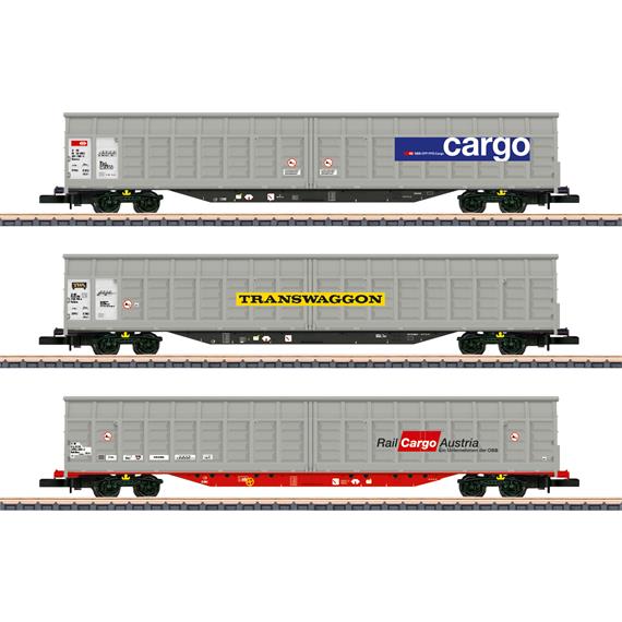 Märklin 82418 3 Schiebewandwagen-Set, SBB Cargo-Transwaggon Zug (CH)-Rail Cargo Austria, Z