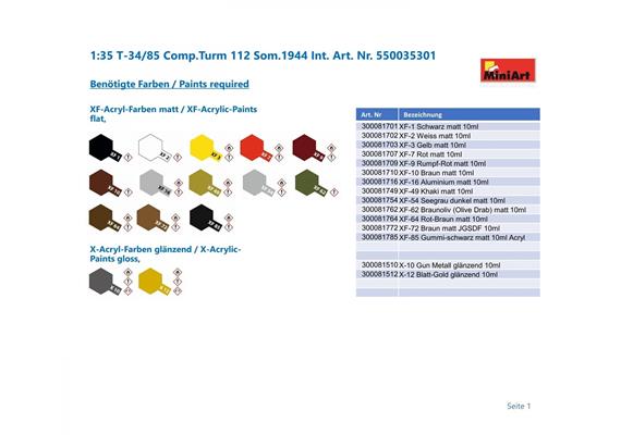 MiniArt 35301 T-34/85 Comp.Turm 112 Som.1944 Int. - Massstab 1:35 | Bild 2