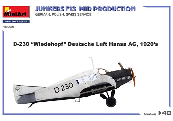 MiniArt 48005 Junkers F13 Zivil Mit. Prod. - Massstab 1:48 | Bild 6