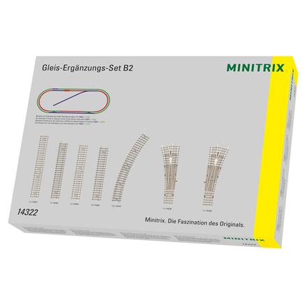 Minitrix 14322 Gleis-Ergänzungs-Set B2, Betonschwellen-Gleis - N (1:160)