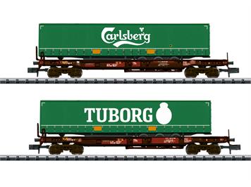 Minitrix 18718 zweierTaschenwagen-Set Sdgmns 33 Carlsberg und Tuborg - N (1:160)