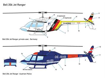 Miniwing/LC 5101 Hubschrauber Bell 206 Jet Ranger Polizei (AT) Rotorflug, Bausatz (1:144)