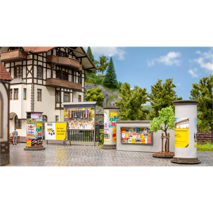 Noch 14217 Laser-Cut Litfasssäulen & Werbewände - H0 (1:87)