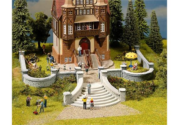 NOCH Villenmauer-Set mit Treppe, und Rundbögen, 5 Teile Spur H0 | Bild 1