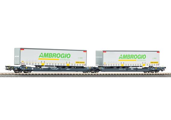 PIKO 24635 CH-CEMAT Doppeltaschenwagen T3000 mit 2 "Ambrogio" Trailern, Ep. VI - H0 (1:87) | Bild 1