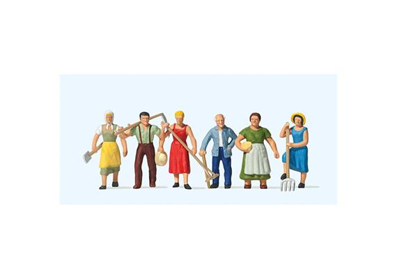 Preiser 10040 Feldarbeiter, stehend mit Hacken und Sensen - H0 (1:87)