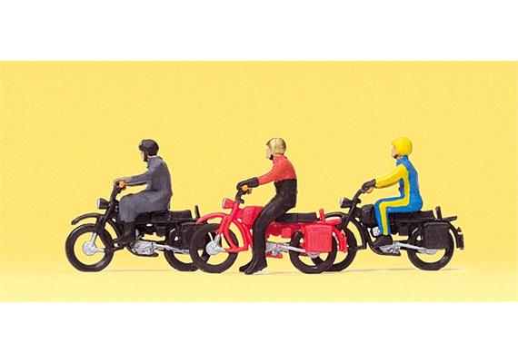 Preiser 10081 Motorradfahrer auf Hercules, H0 1:87