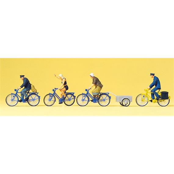 Preiser 10507 Radfahrer, Fahrradanhänger - H0 (1:87)