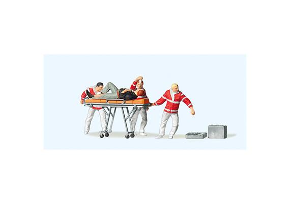 Preiser 10532 Sanitäter mit Krankentrage - H0 (1:87)