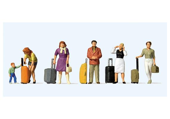 Preiser 10641 Stehende Reisende mit Trolleys - H0 (1:87)