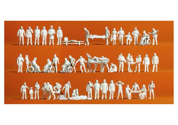 Preiser 16362 Rettungsdienst, 52 unbemalte Miniaturfiguren - H0 (1:87)