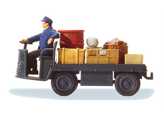 Preiser 28147 Elektrokarre Bahn mit Fahrer DB Epoche III HO