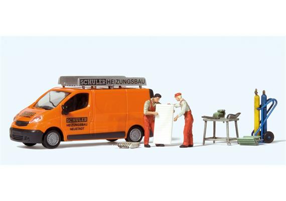 Preiser 33259 Opel Vivaro "Schuler Heizungsbau", 2 Monteure