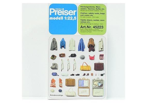 Preiser Kleidungsstücke, Warmwesten, Taschen etc. 1:22,5