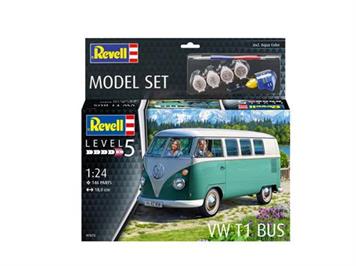 Revell 67675 VW T1 Bus, Set mit Farben, Leim und Pinsel, Massstab 1:24