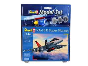 Revell 63997 Model Set F/A-18E "Super Hornet" mit Farben, Pinsel und Leim 1:144