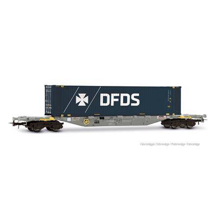 Rivarossi HR6704 CH-HUPAC 4-achsiger Containerwagen Sgnss grau "DFDS" - H0 (1:87)