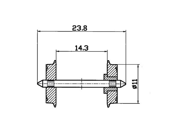 Roco 40182 Gleichstrom DC-Radsatz 11 mm, einseitig isoliert, 2 Stück - H0 (1:87)