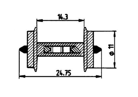 Roco 40186 Radsatz 11mm mit Widerstand für Besetztmeldung, 2 Stück - H0 (1:87)