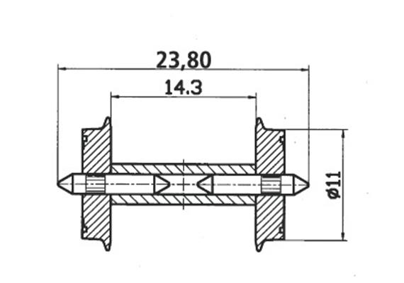 Roco 40193 Radsatz 11 mm geteilte Achse (2)
