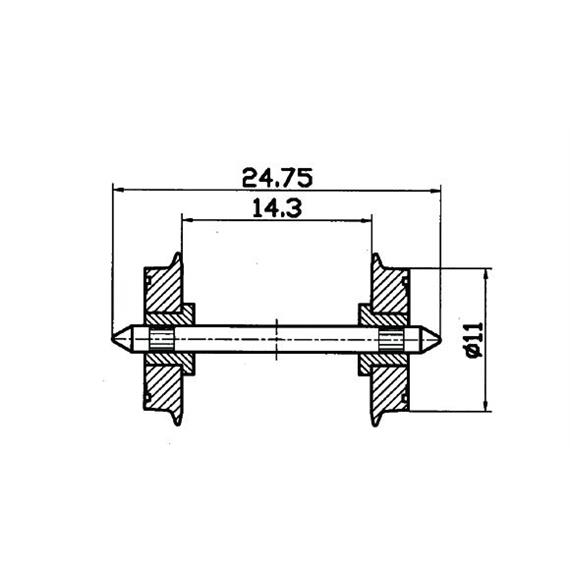 Roco 40199 Radsatz beidseitig isoliert 11mm, 2 Stück - H0 (1:87)