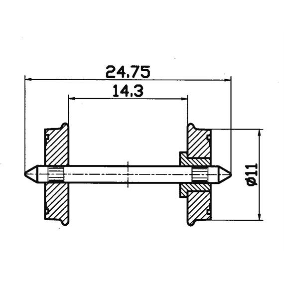 Roco 40264 DC-Radsatz RP25 einseitig isoliert 11 mm, 2 Stück - H0 (1:87)