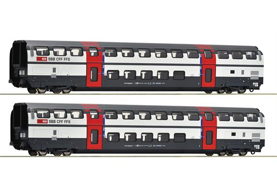 Roco 6200216 2-teiliges Set: SBB Doppelstockwagen IC 2000 B, 2. Klasse - H0 (1:87)