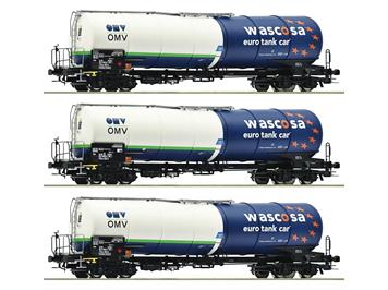 Roco 6600054 Wagenset mit drei 4-achsigen Kesselwagen „OMV“, Gattung Zans - H0 (1:87)